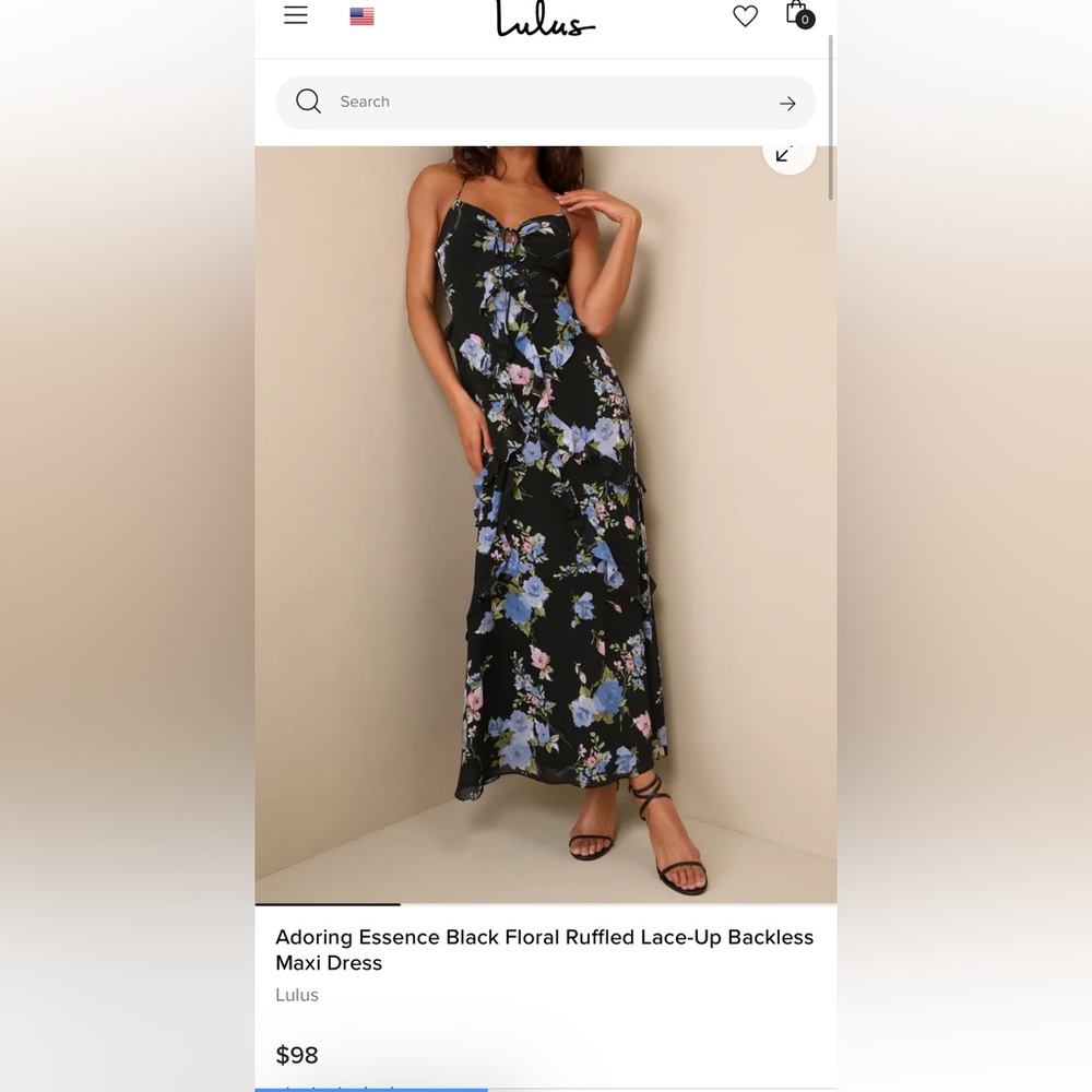 LULUS Floral Black Maxi Dress